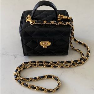 Jay Herbert NY black crossbody quilted square bag